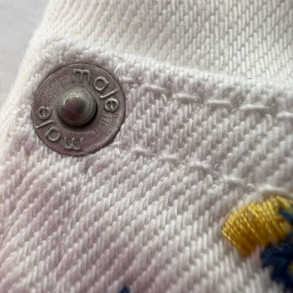 Maje Embroidered Floral Straight Leg Denim Jeans White Blue Size 36 Boho Retro - Picture 11 of 15